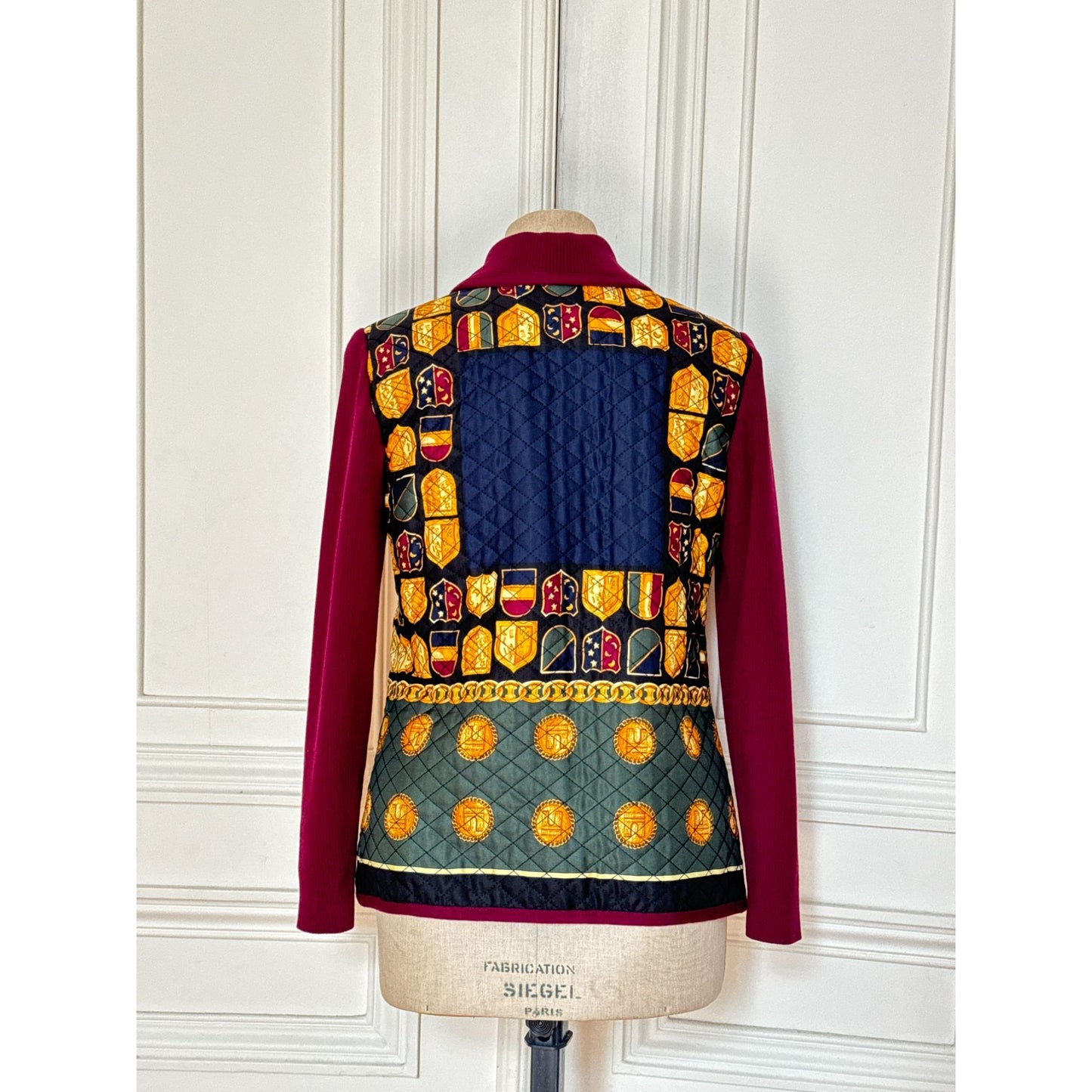 Vintage Burgundy Wool-Silk Baroque Print Jacket