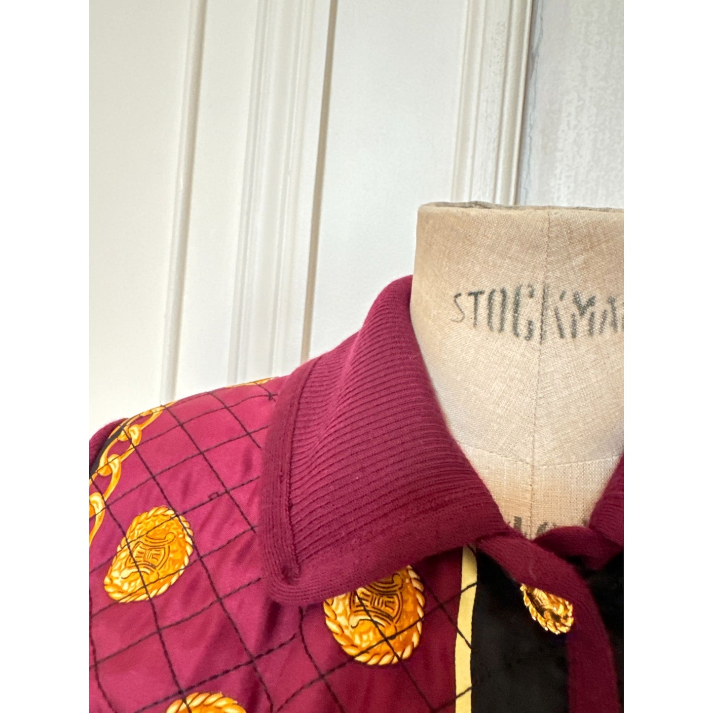 Vintage Burgundy Wool-Silk Baroque Print Jacket