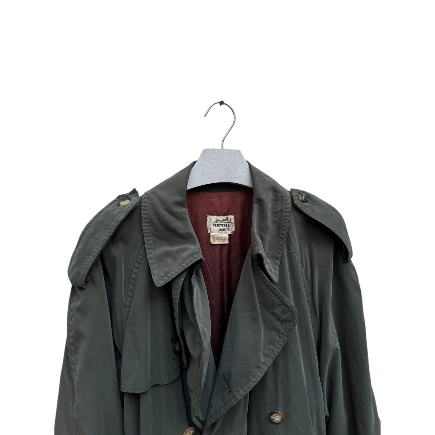 Hermes Vintage Kaki Trench Coat Size 54 fits M to L