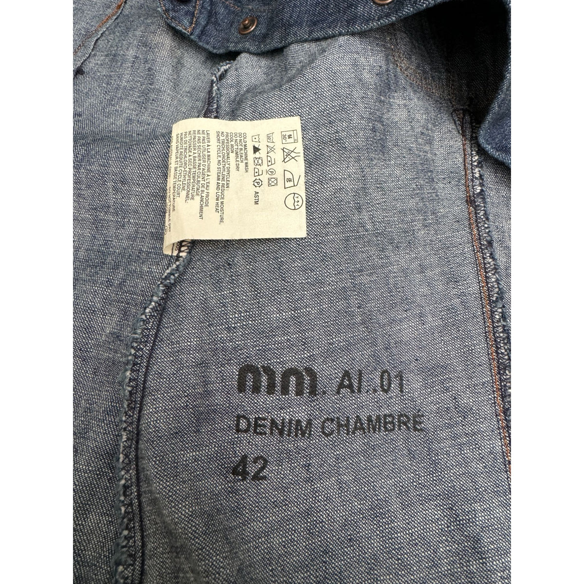 Dark Denim Puff-Shoulder Shirt