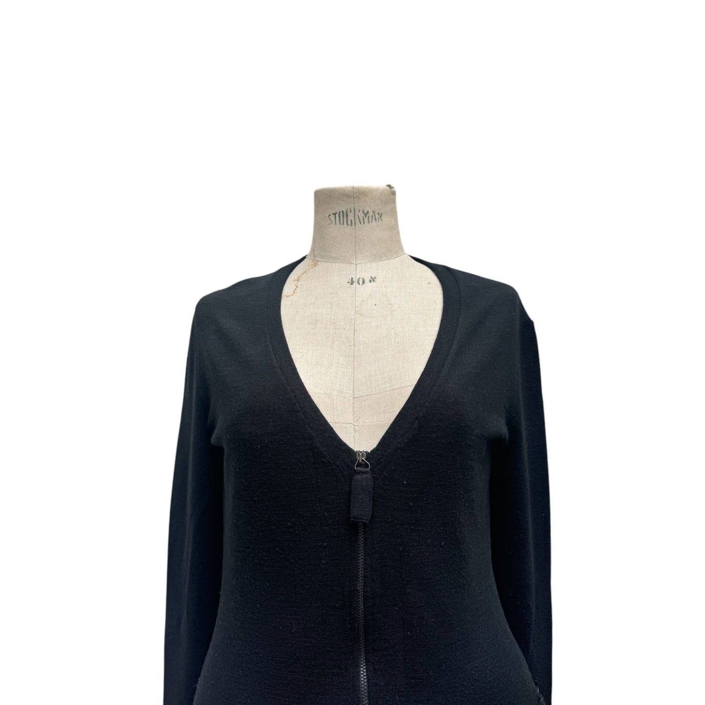 Vintage Black Wool Front zipped Dress