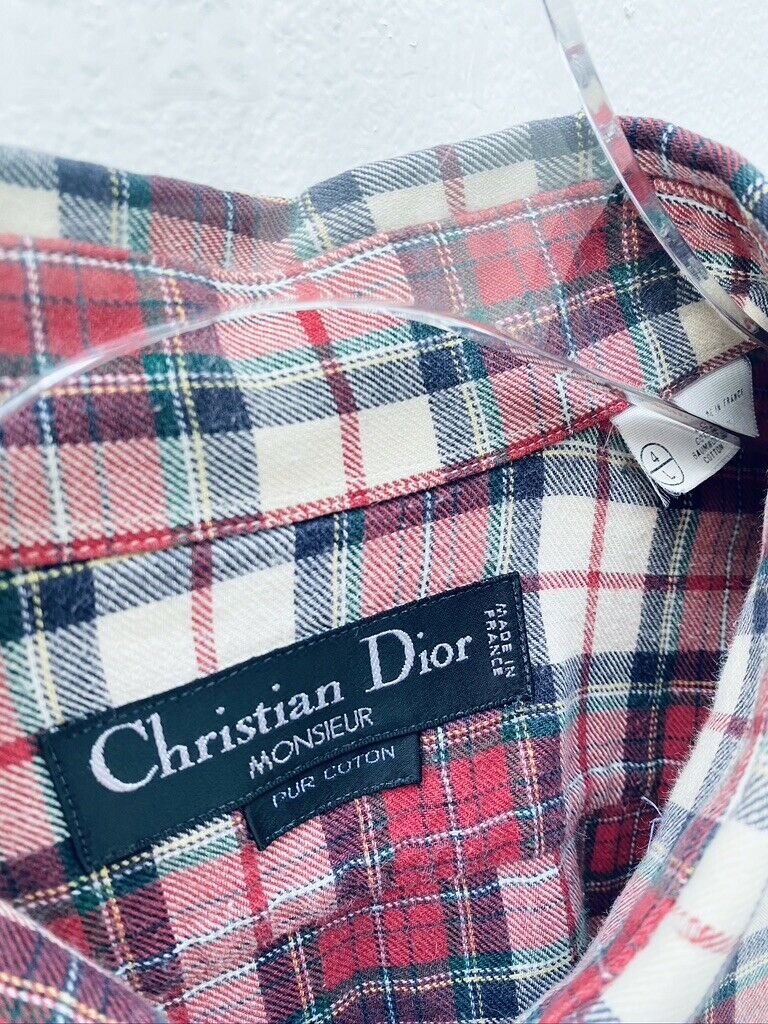 Christian Dior Checked Checkered Red Shirt Size L