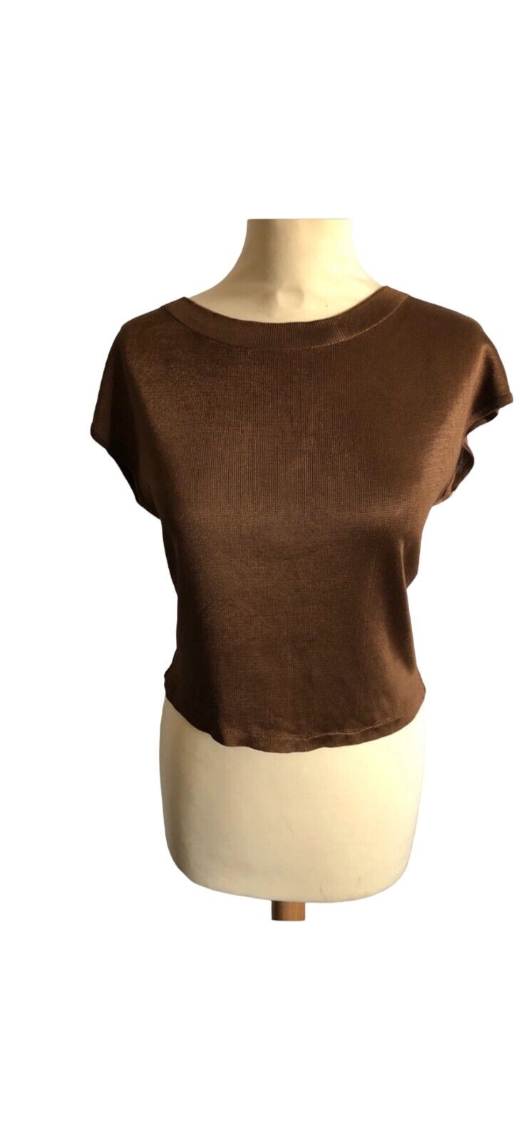 Vintage Brown Knitted T-shirt Size L fits S to M