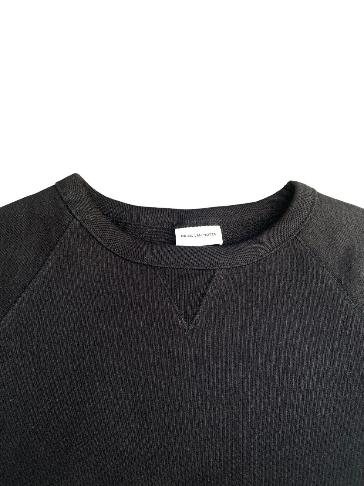 Black Crewneck Sweatshirt Contrast Beige band at bottom Size S