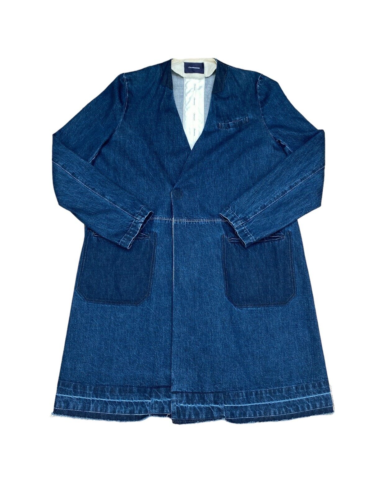 Blue Denim Collarless Coat