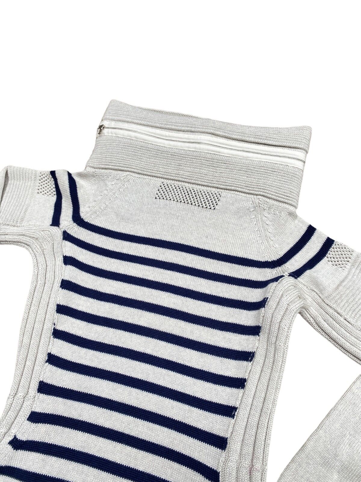 Striped Funnel Astronaut Neck Sweater Size S Mesh