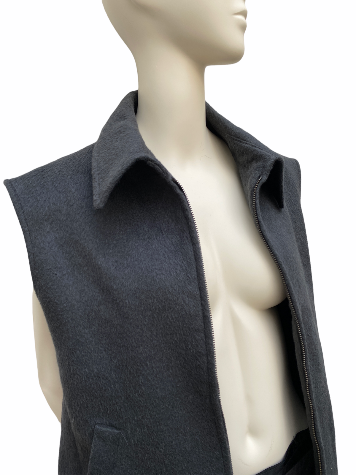 FW 2002 Dark Green / Greyish Wool Vest Jacket