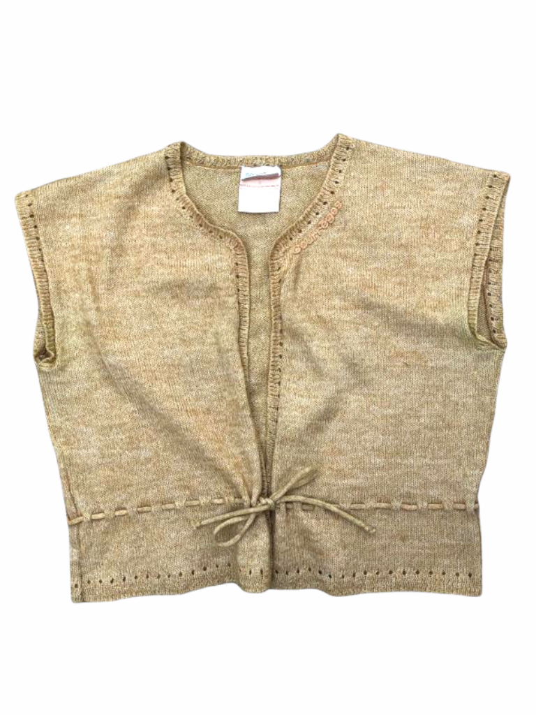 70s Vintage Beige Sleeveless Cardigan Size A - fits S