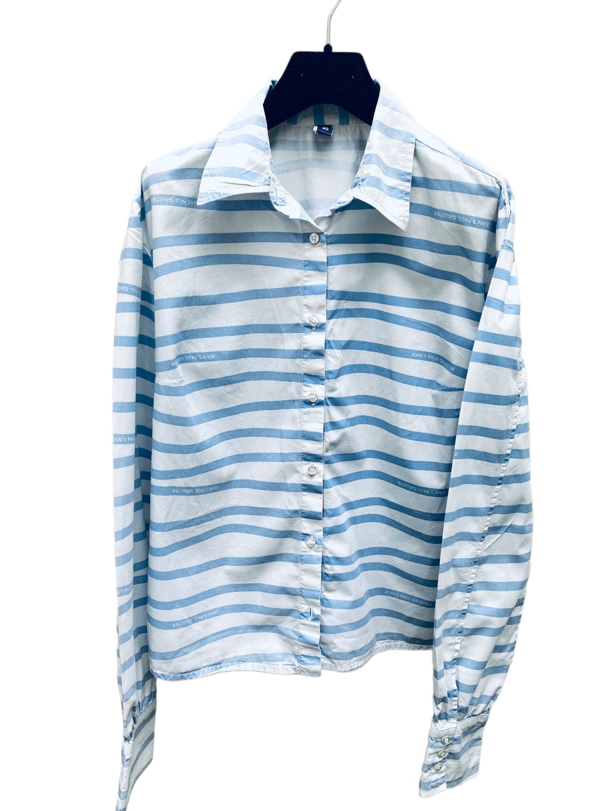 White Blue Striped Shirt Women
