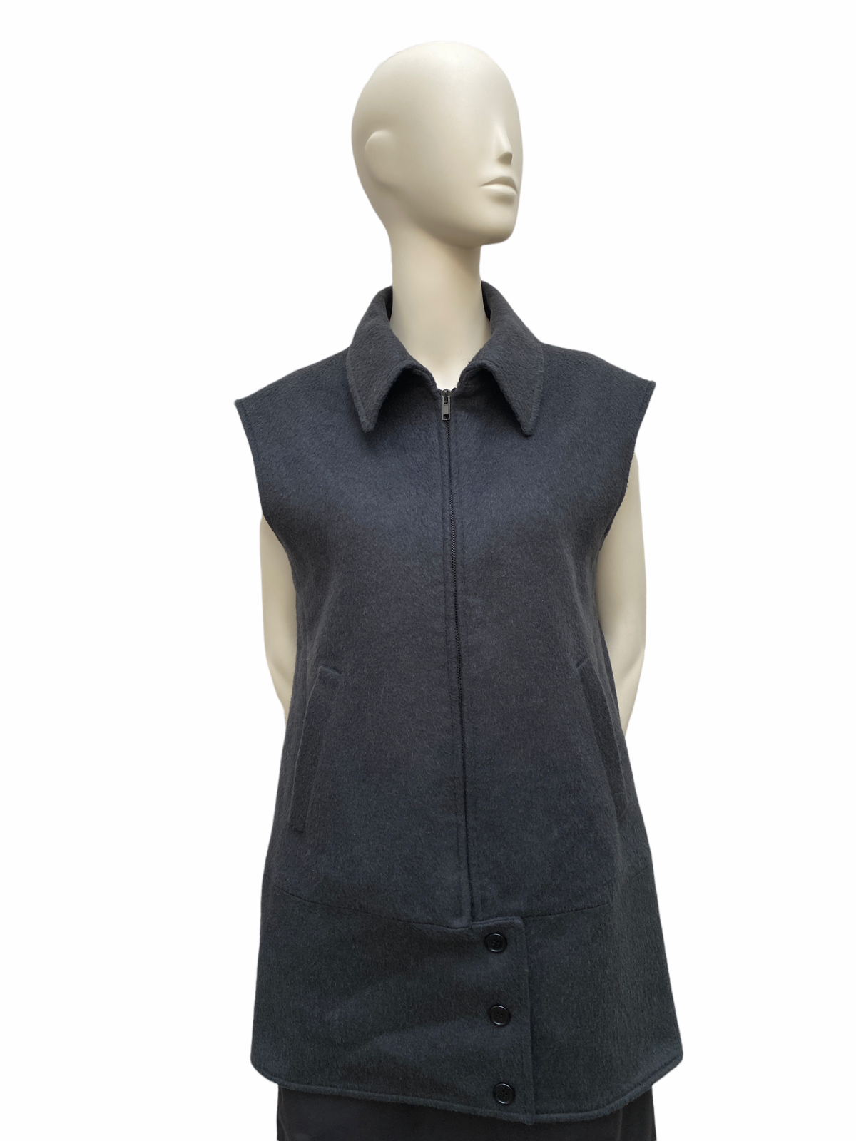 FW 2002 Dark Green / Greyish Wool Vest Jacket