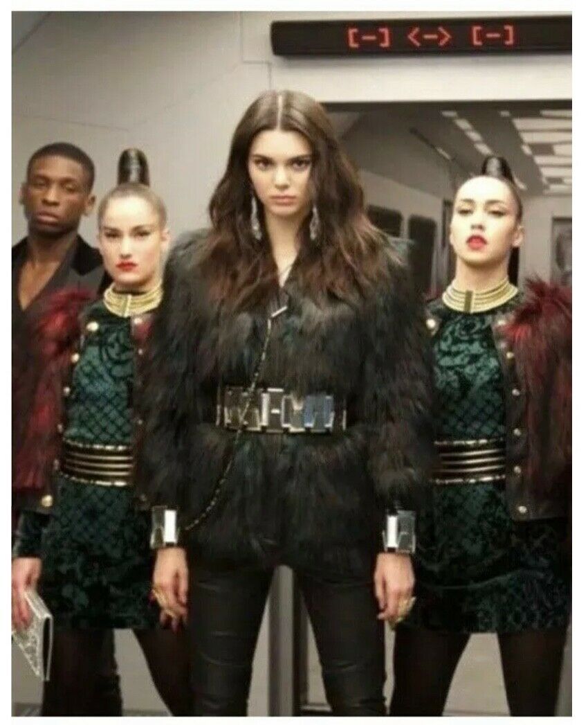 Balmain X H&M Faux Fur Emeraud Jacket Size XS