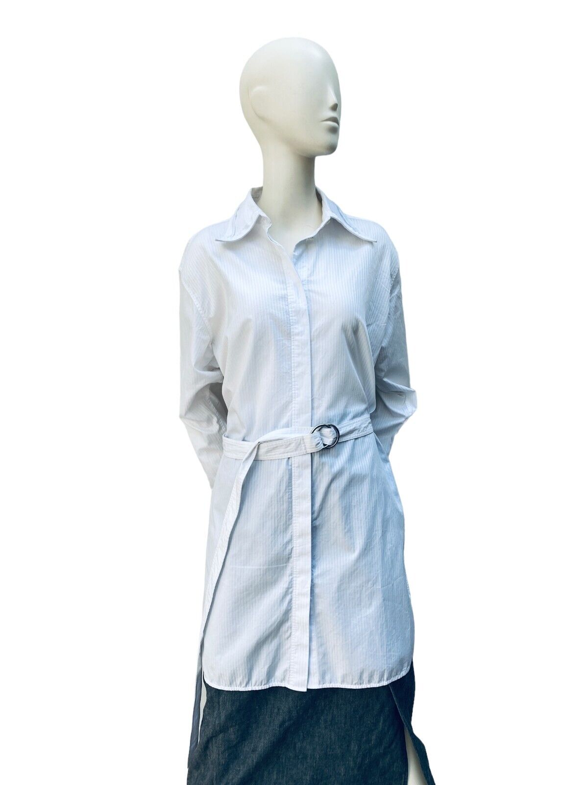 Helmut Lang Belted White Oversized Shirt - Dress Size S / Small