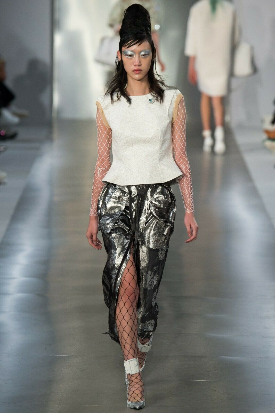 1595$ Maison Margiela SS 2016 Gorgeous Silver Cargo Floral Skirt