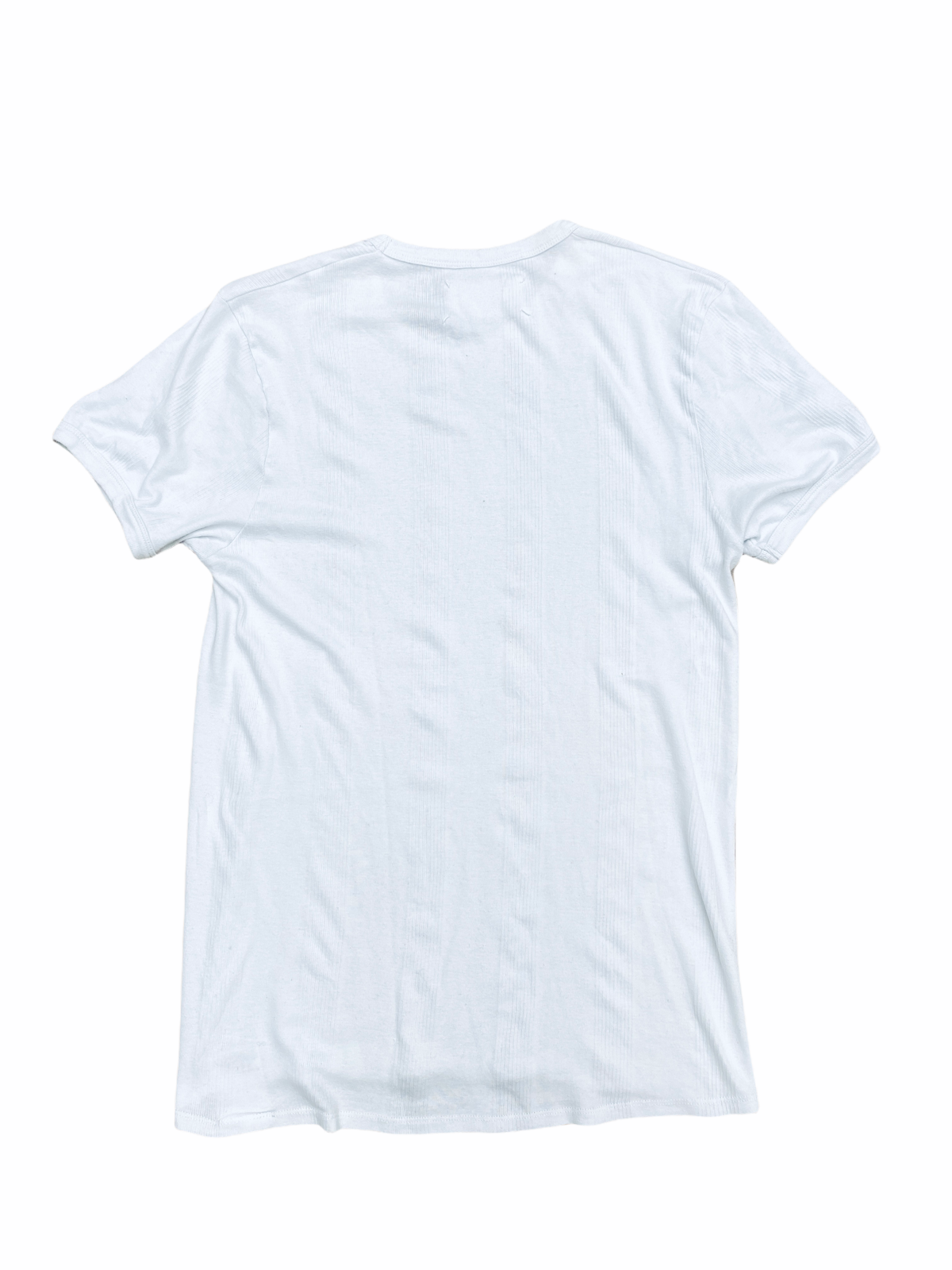 White Ribbed Knit T-shirt