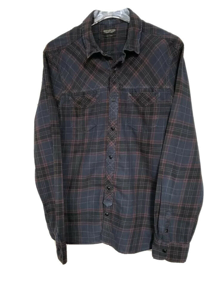 All saints Navy Blue Checkered Shirt Size L