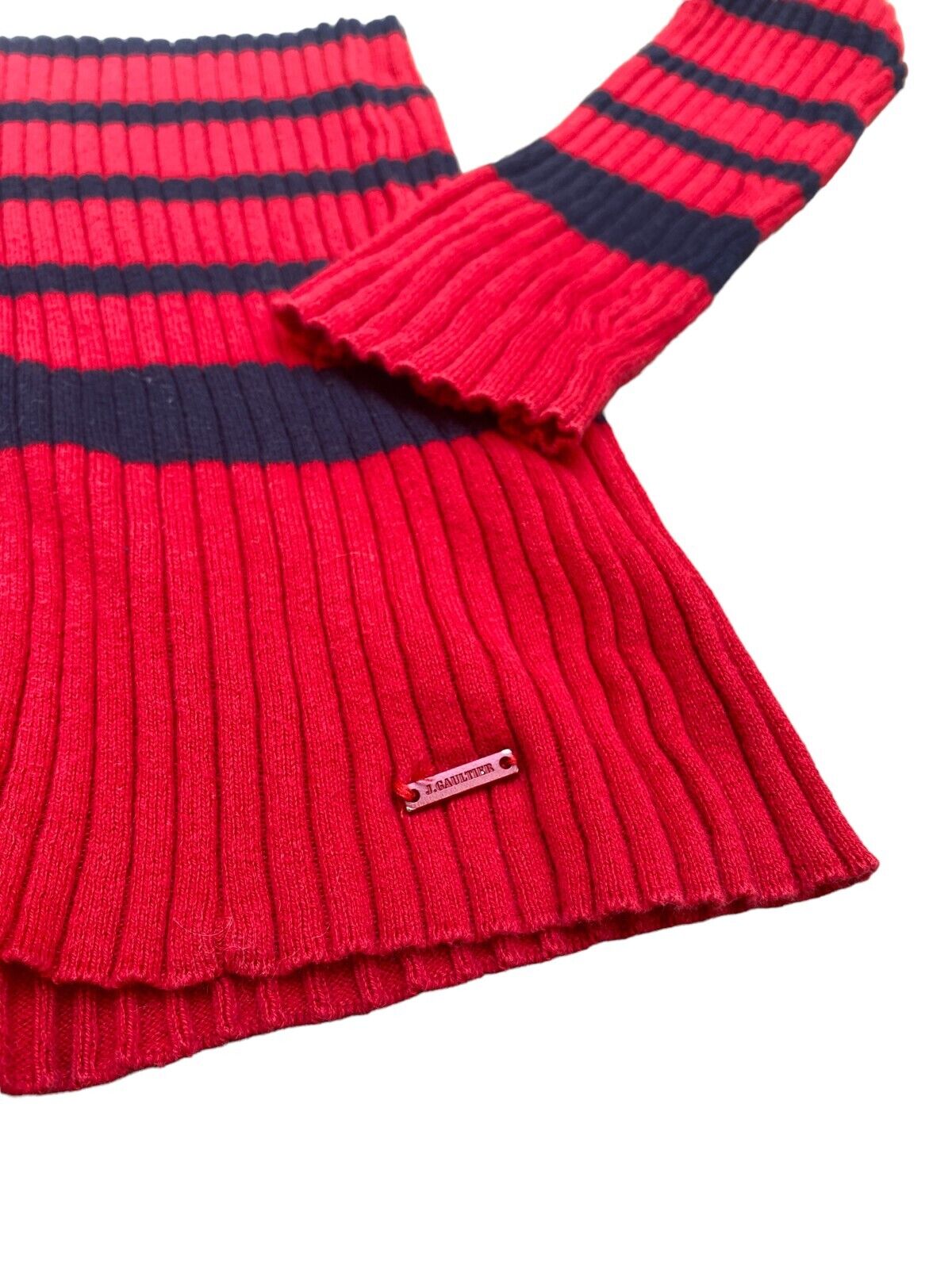 White Red Striped Rollneck Size 16A / fits S / US 36
