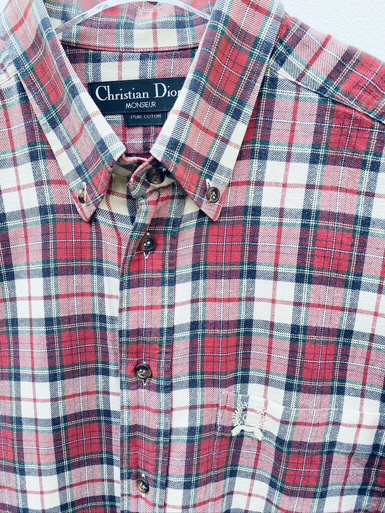 Christian Dior Checked Checkered Red Shirt Size L