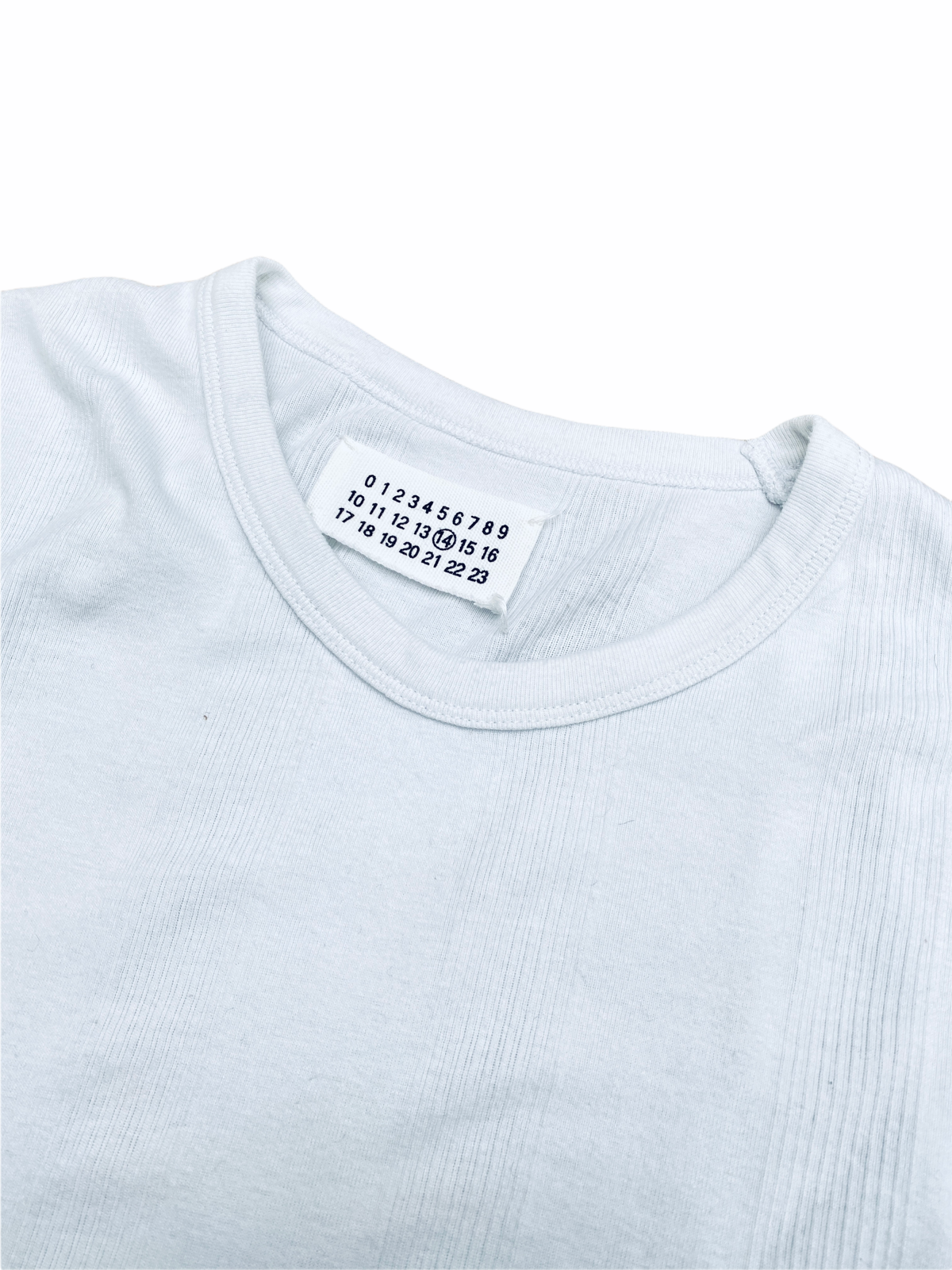White Ribbed Knit T-shirt