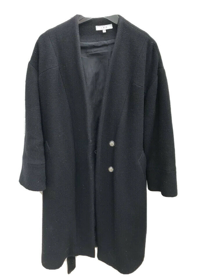 IRO Oversize Heavy Black Wool Raina Long Coat Size S / M
