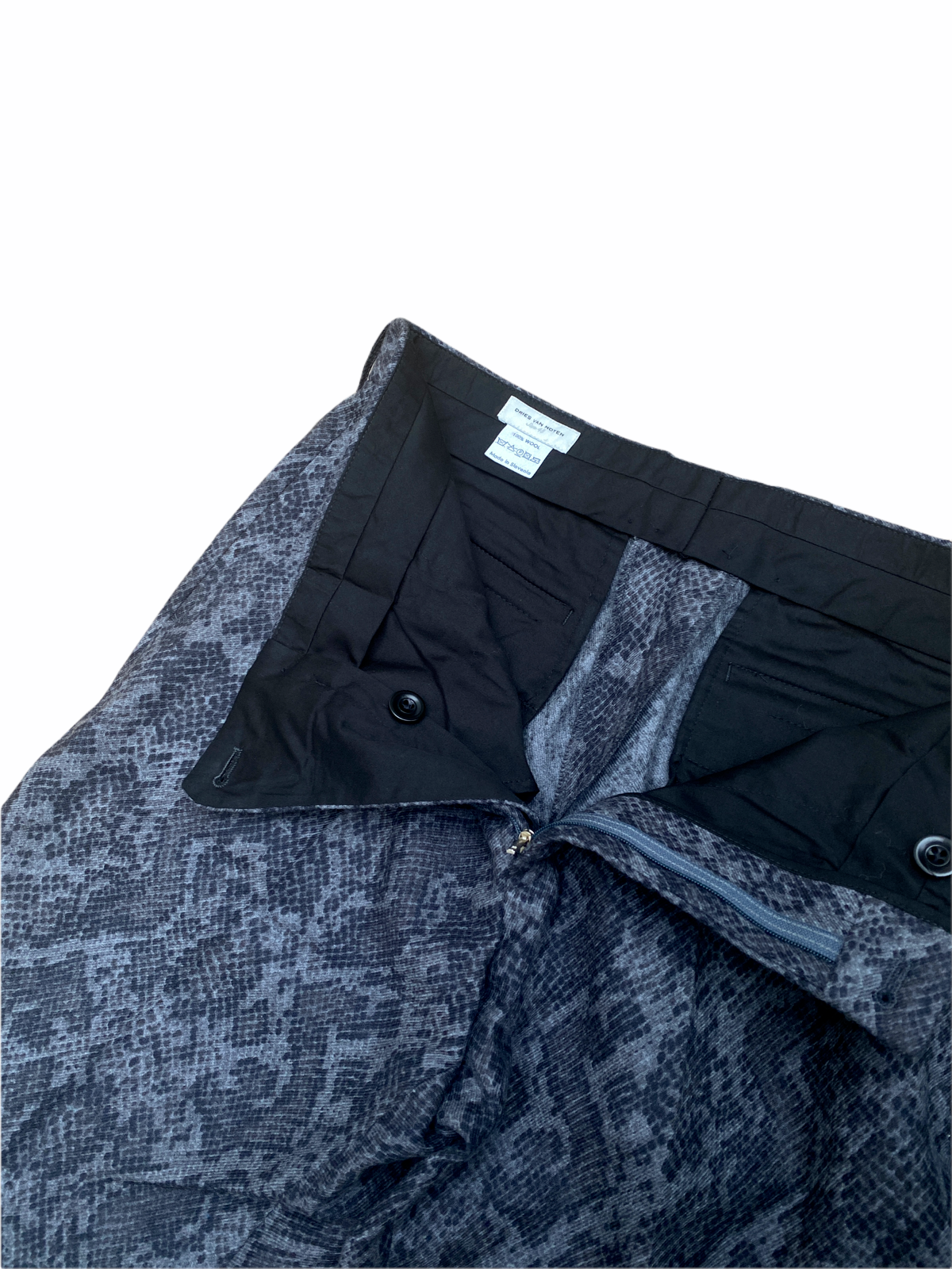 Grey Snakeskin print Wool Trousers