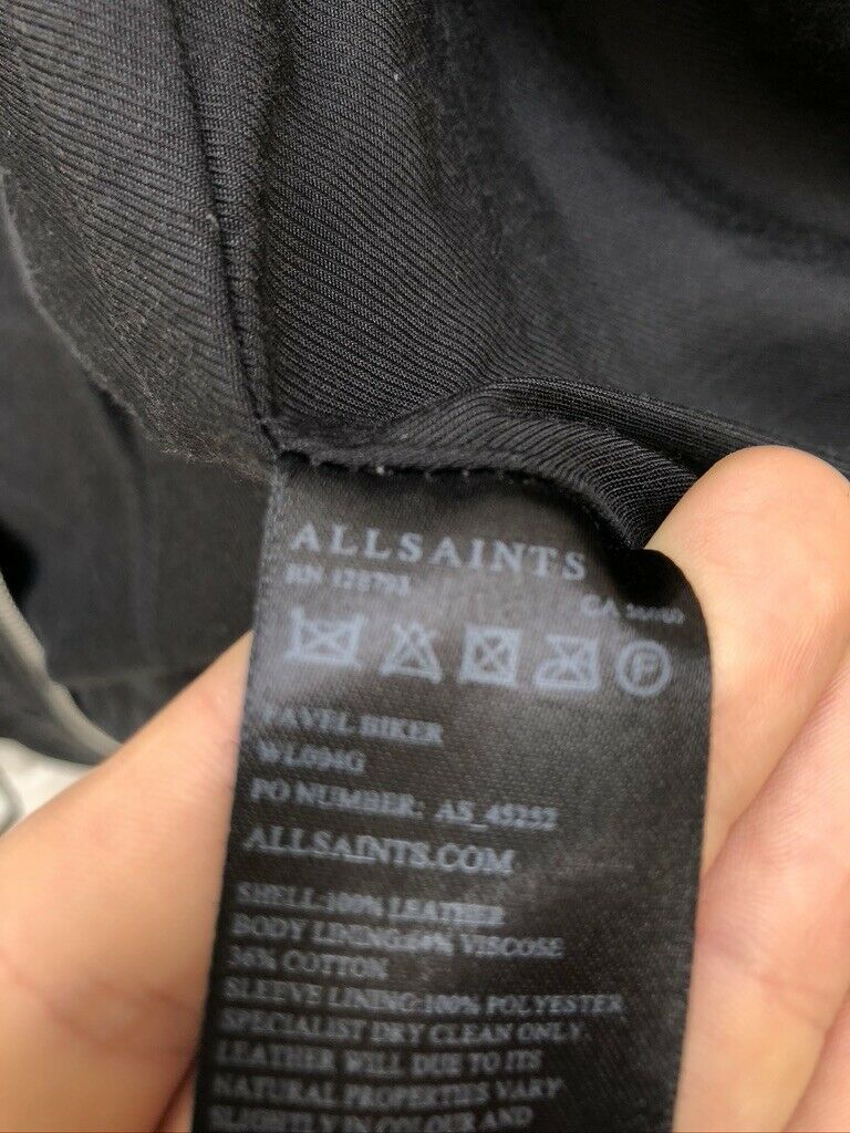 All saints Black Leather Biker Jacket - Favel - Size 36 / Small UK 8