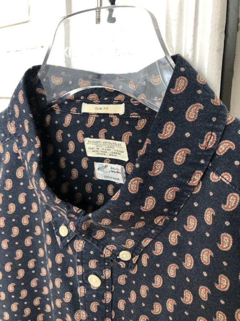 All saints Japanese Cotton Fabric Paisley Shirt Size L