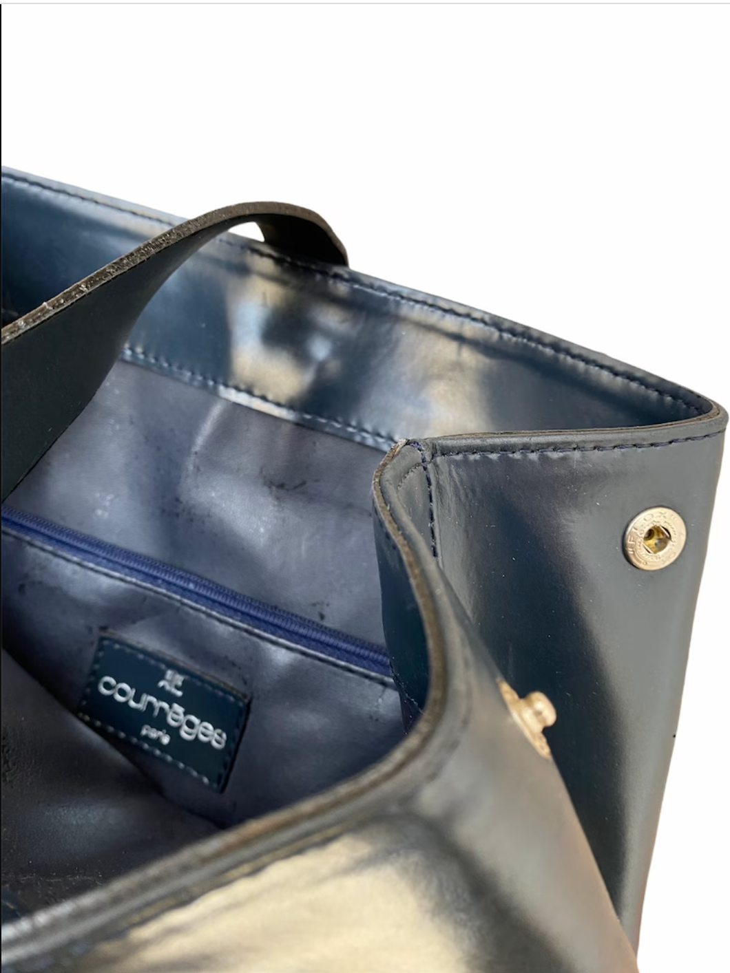 Vintage Blue Patent Leather Shoulder Bag