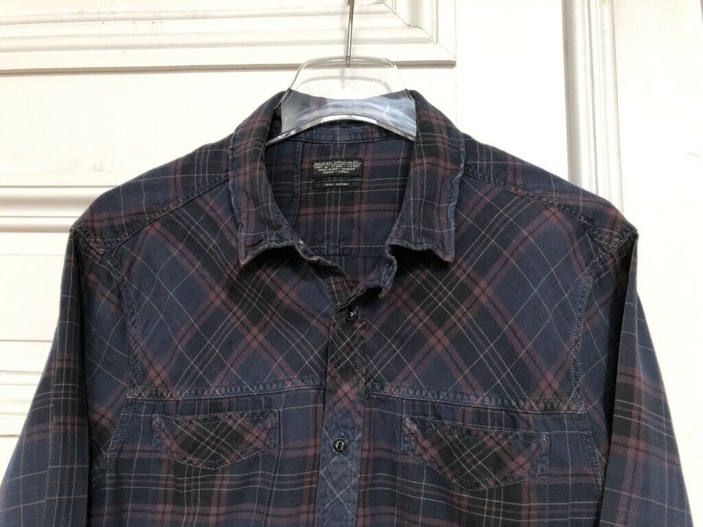 All saints Navy Blue Checkered Shirt Size L