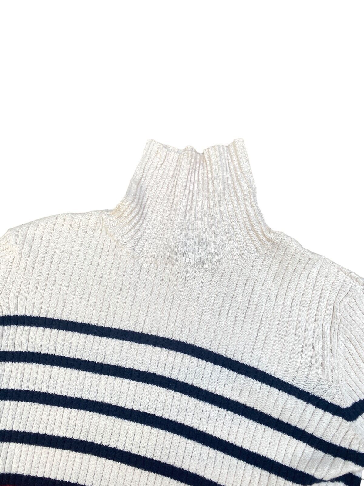 White Red Striped Rollneck Size 16A / fits S / US 36