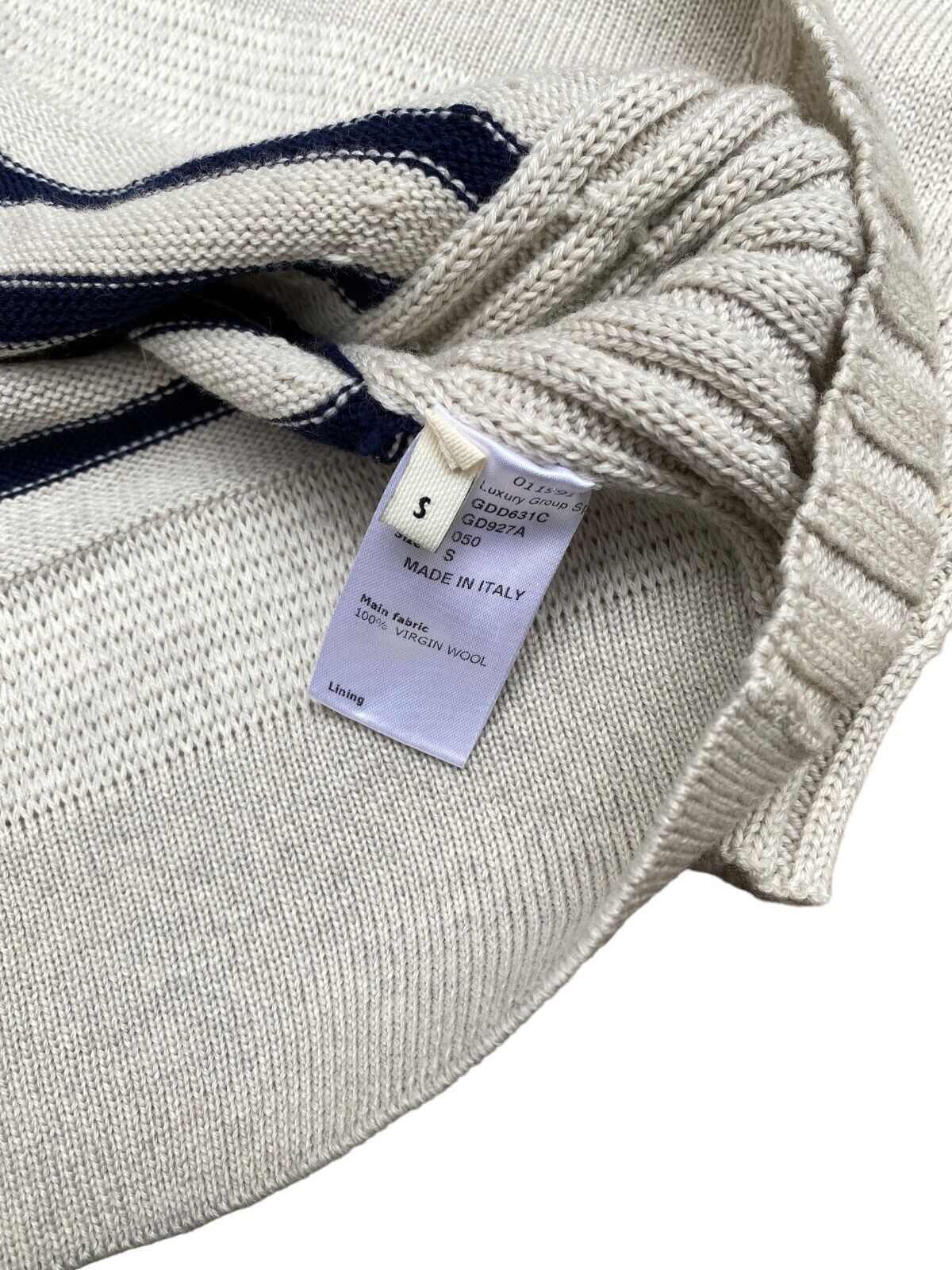 Striped Funnel Astronaut Neck Sweater Size S Mesh