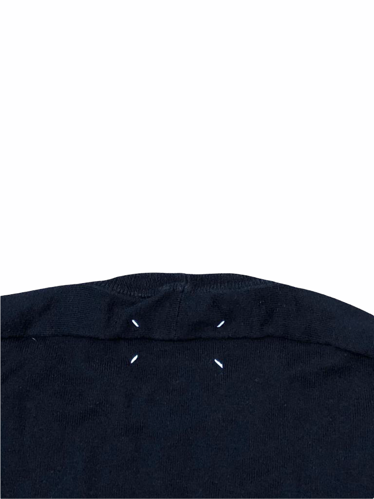 Navy sweater with suede elbows