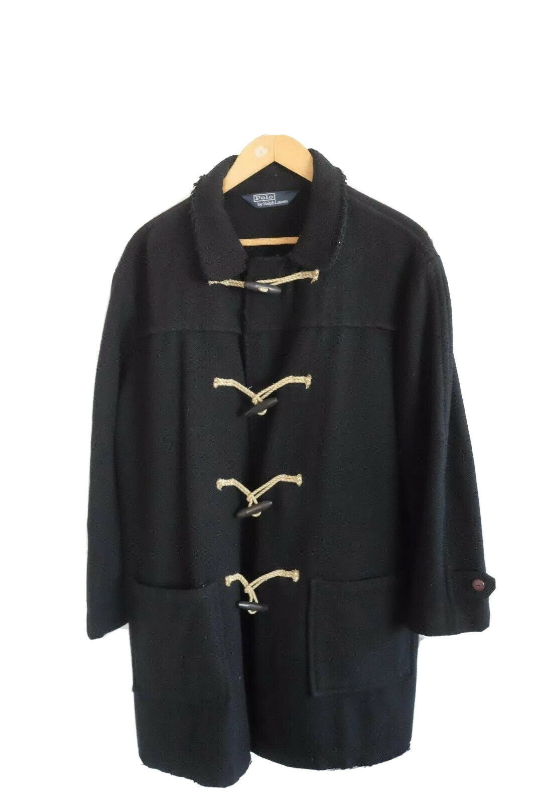 Ralph Lauren WOOL BLACK DUFFLE COAT Size M