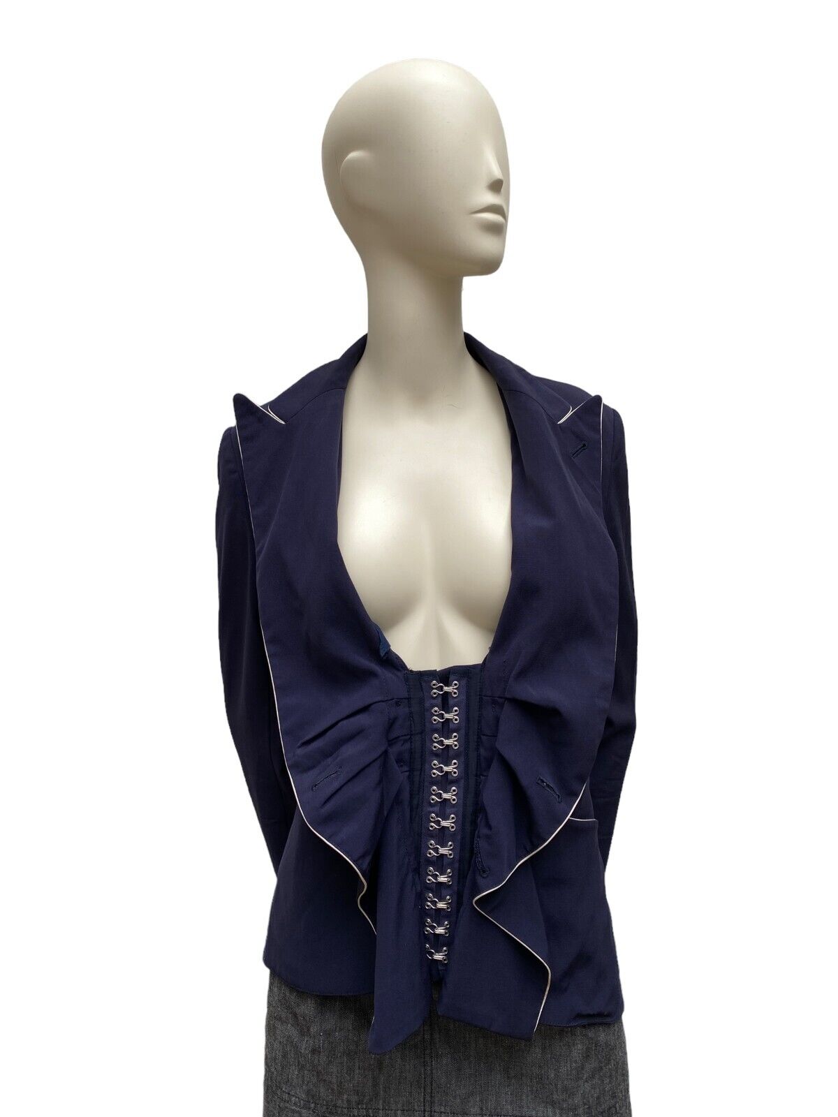 Vintage Navy Corset Bustier Blazer Jacket Size IT 40 FR 36