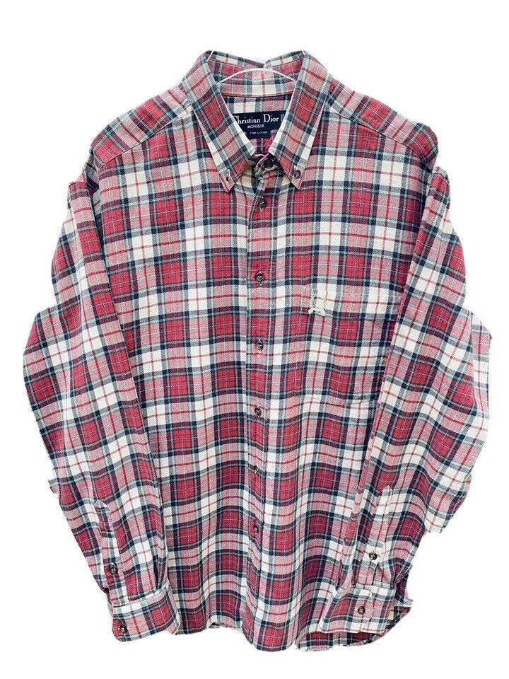 Christian Dior Checked Checkered Red Shirt Size L