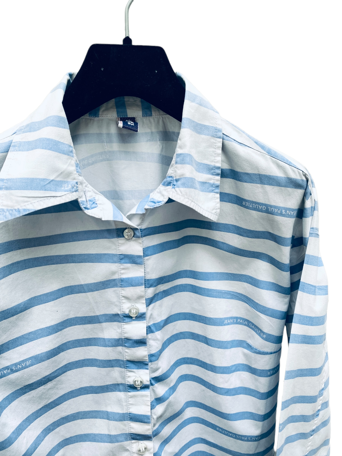 White Blue Striped Shirt Women