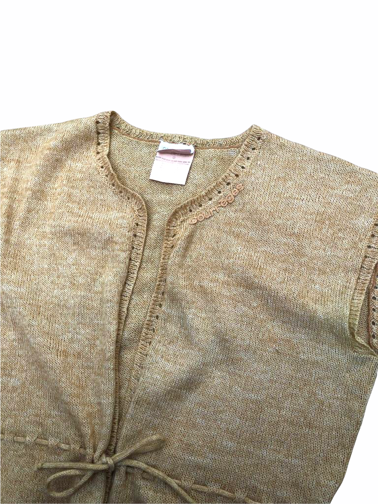 70s Vintage Beige Sleeveless Cardigan Size A - fits S
