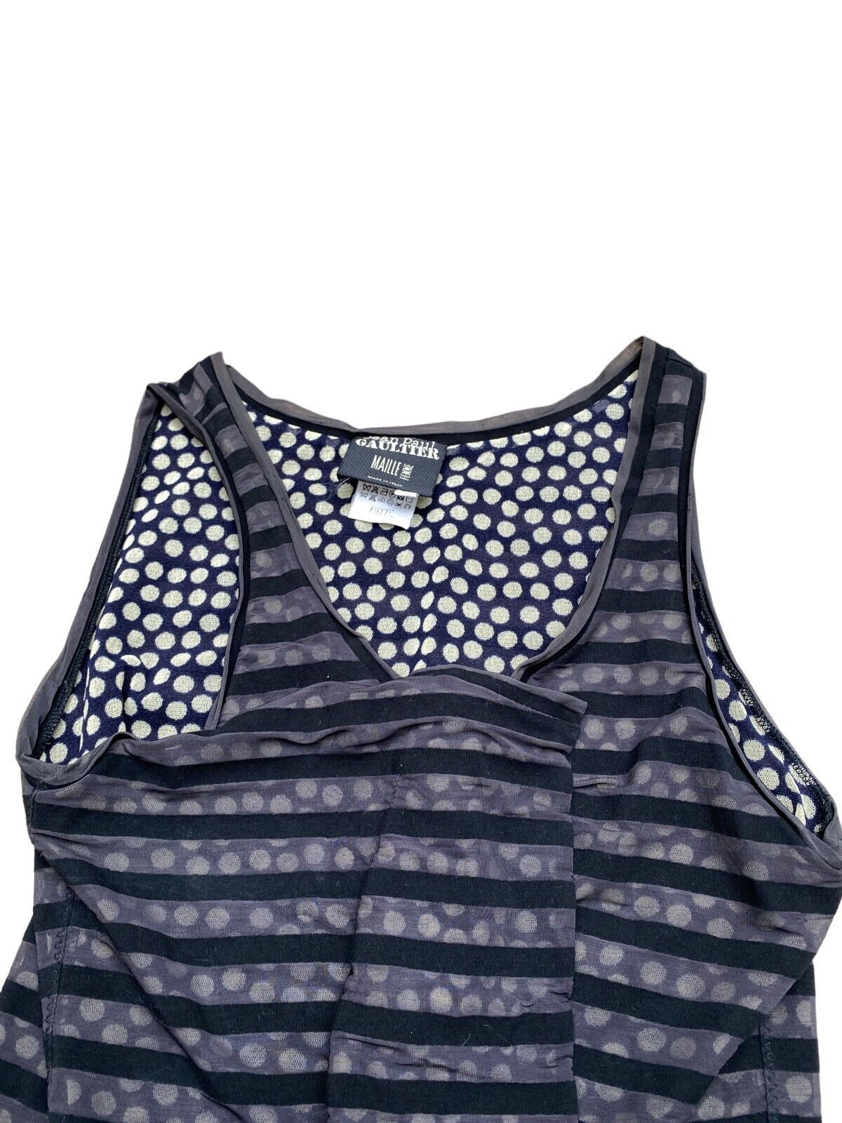 Jean Paul Gaultier Vintage dot nylon Tank top Double layer Size M Medium