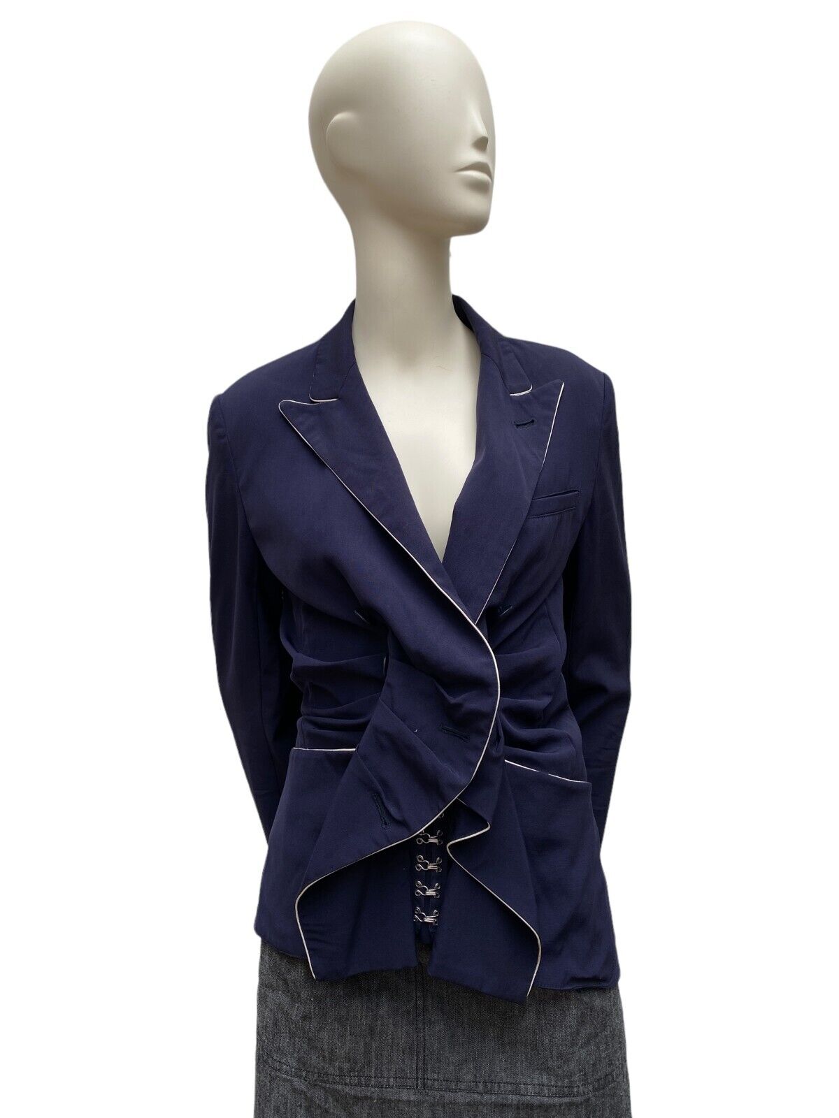 Vintage Navy Corset Bustier Blazer Jacket Size IT 40 FR 36