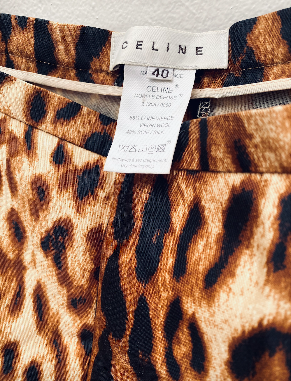 Leopard Silk Wool Pants Size 40