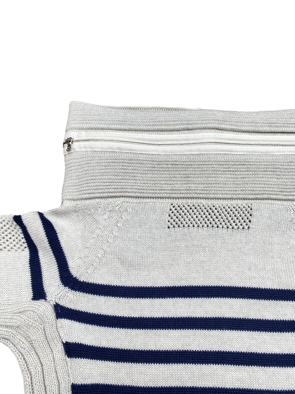 Striped Funnel Astronaut Neck Sweater Size S Mesh