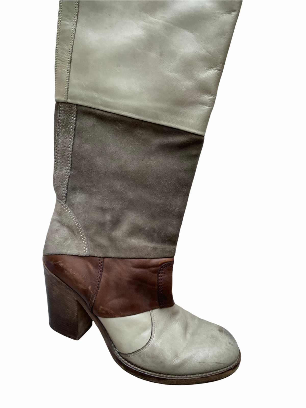 Patchwork Leather & Suede High Boots Size 37,5