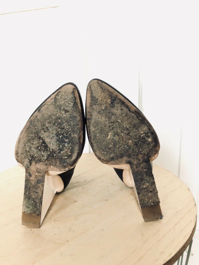 Martin Margiela X H&M Black Leather Boots - Wedge Plexi Heels Size US