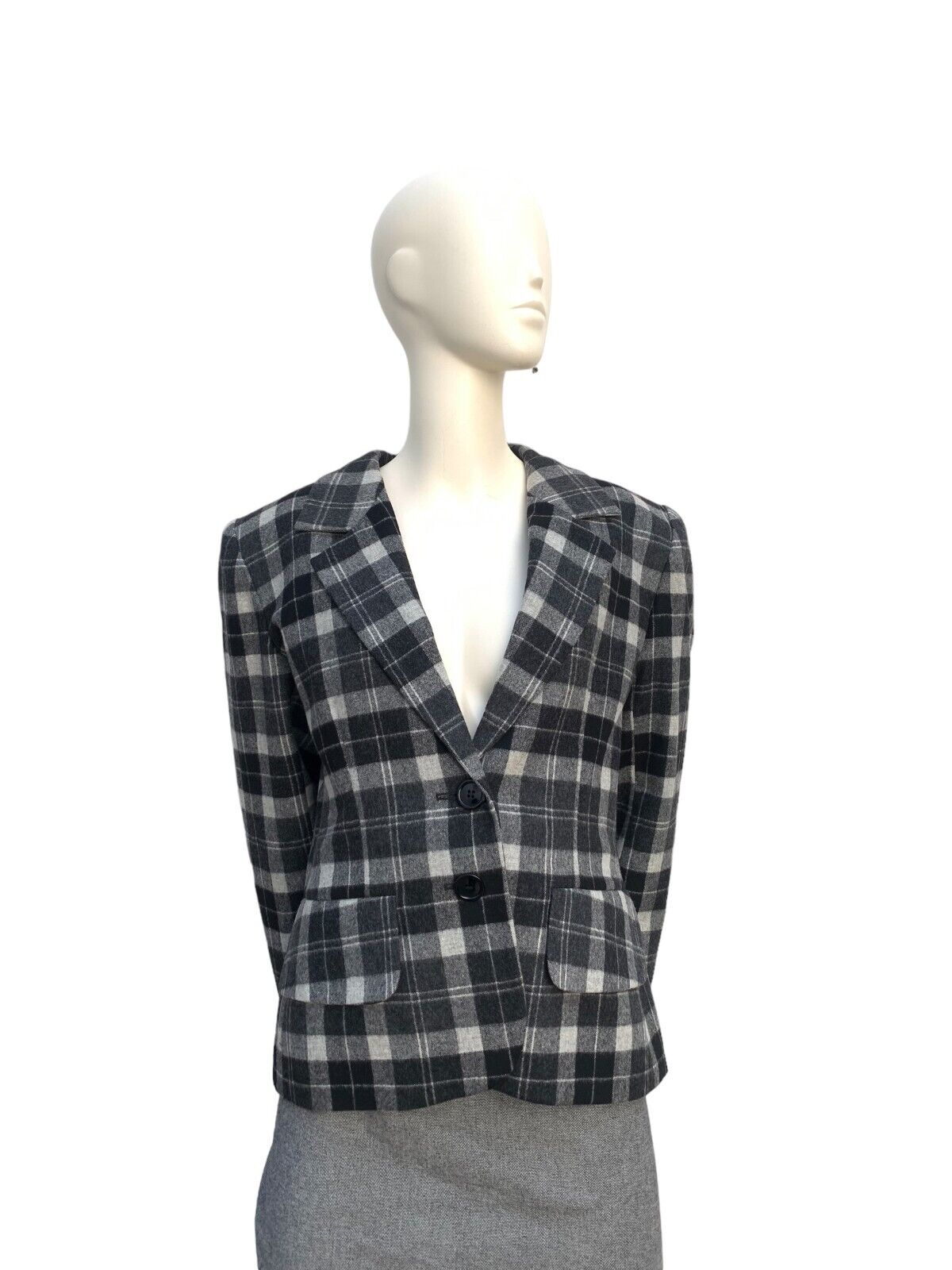 Grey Checkered Blazer Jacket