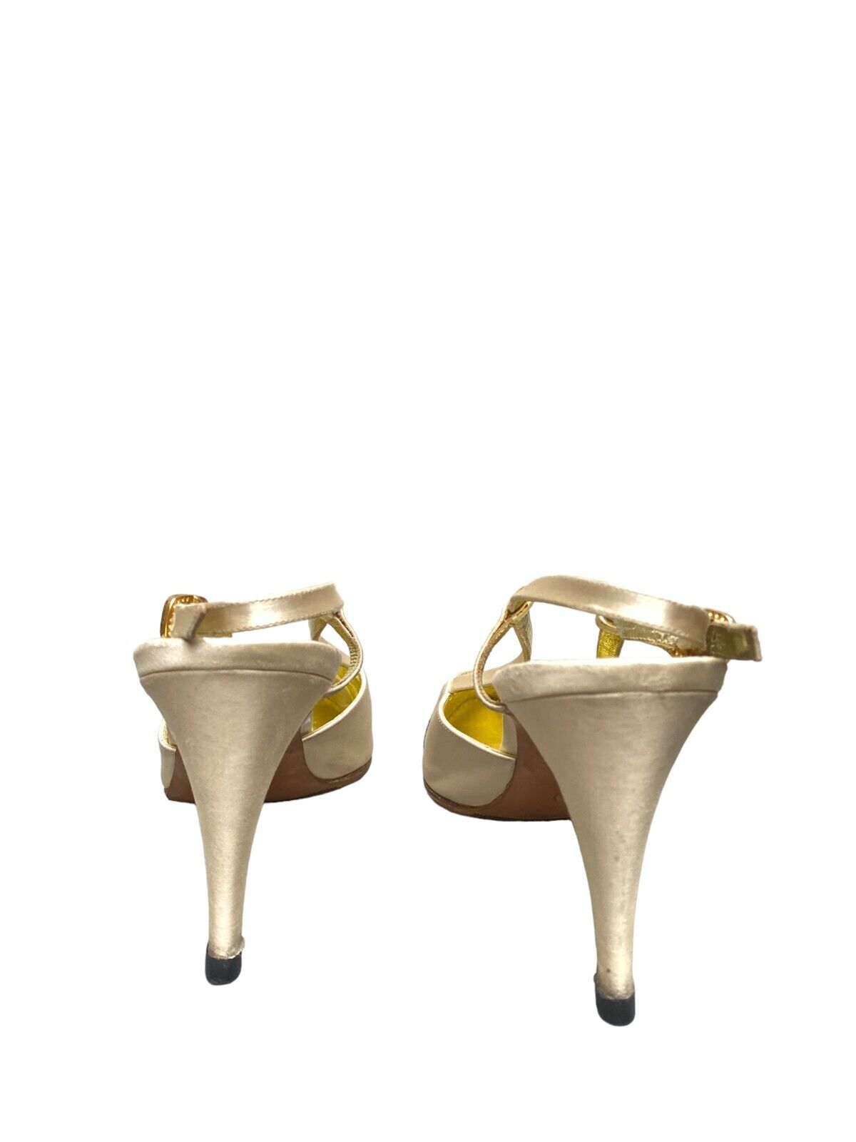 Ivory Black Slingback Pumps Heels Shoes Size 39 1/2 US 9,5