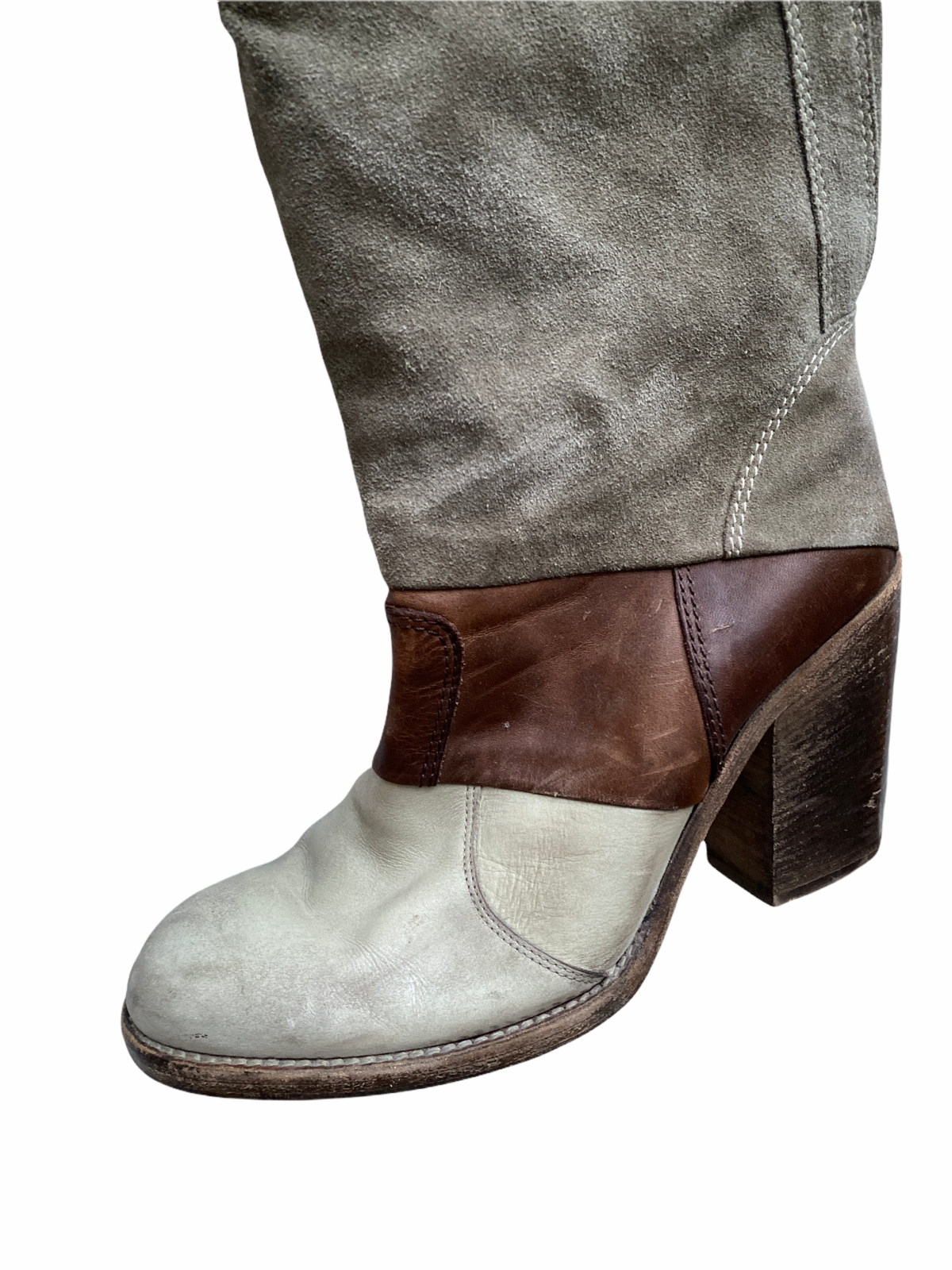 Patchwork Leather & Suede High Boots Size 37,5