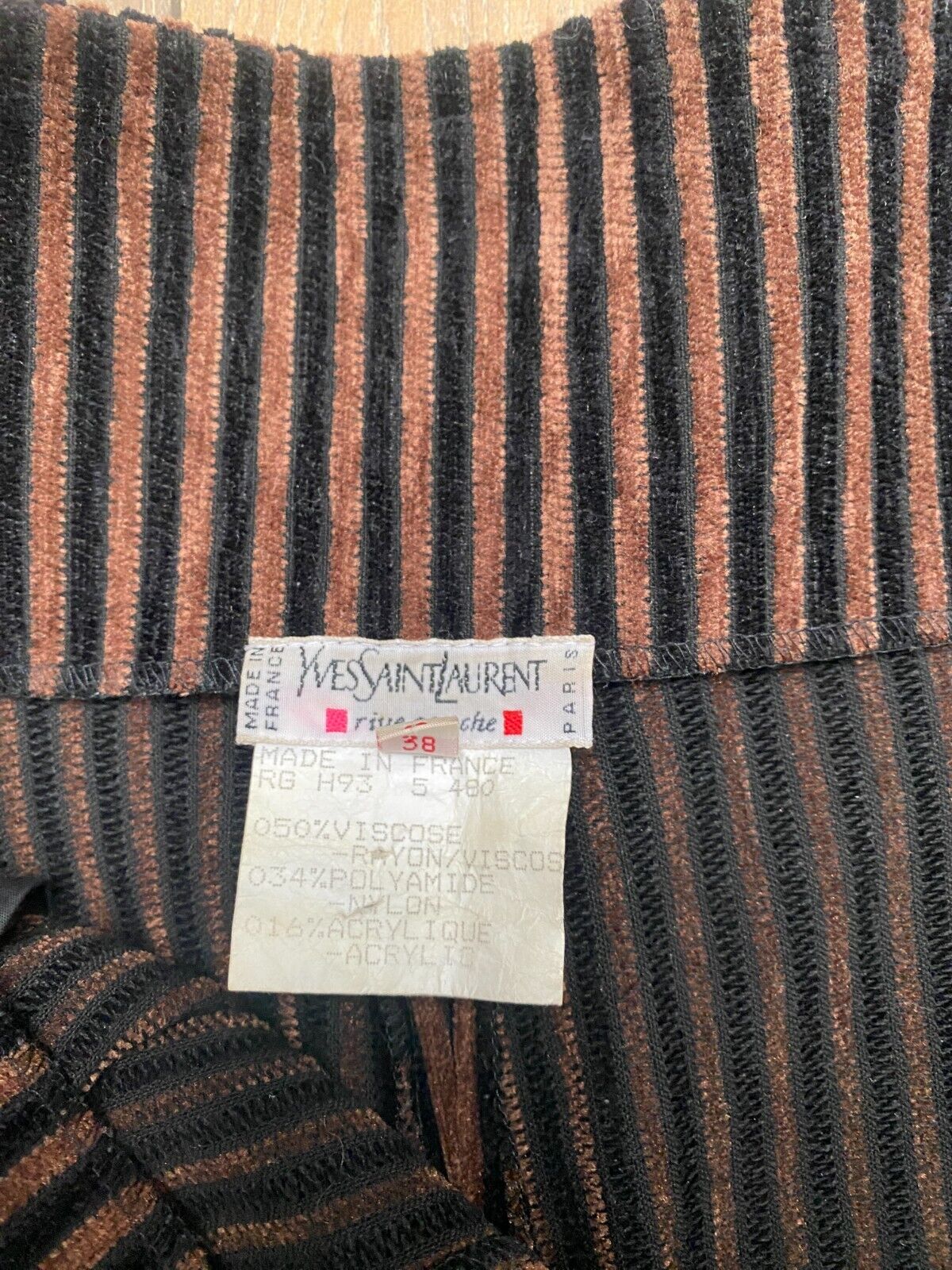 FW 1993 Heavy Brown Black Corduroy Pants High Waist Kate Moss