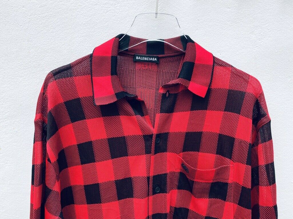 Balenciaga Checked Red / Black Shirt Size XS