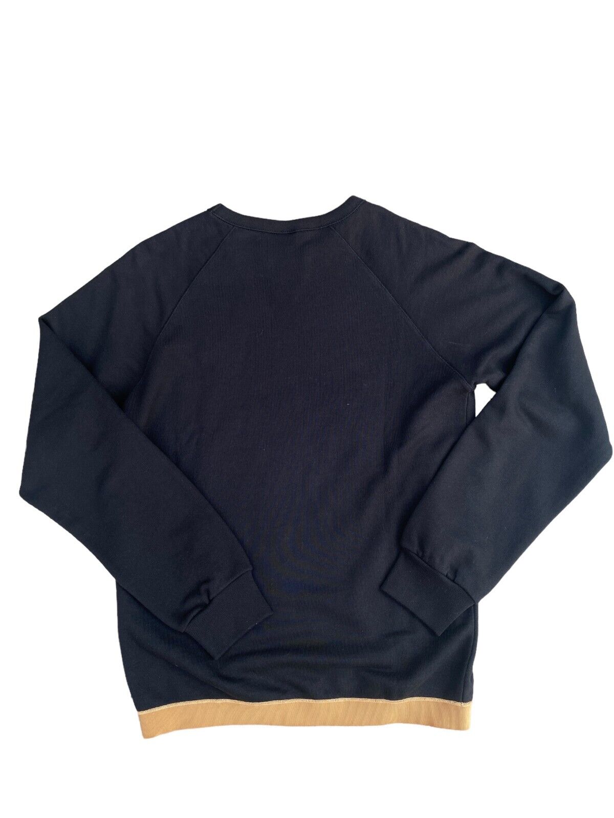 Black Crewneck Sweatshirt Contrast Beige band at bottom Size S