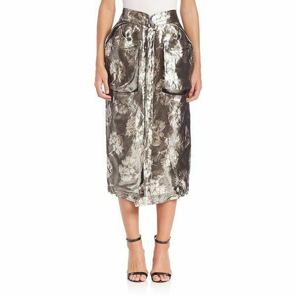 1595$ Maison Margiela SS 2016 Gorgeous Silver Cargo Floral Skirt