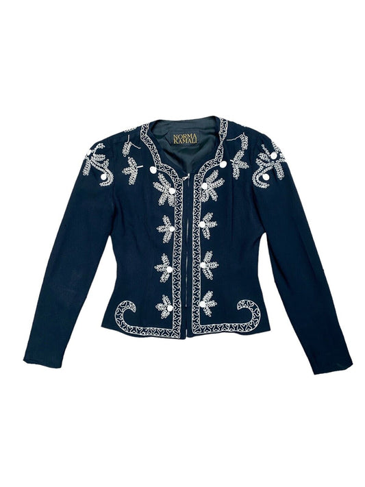 Vintage Black Embroidered Black Jacket  Size 42 fits M